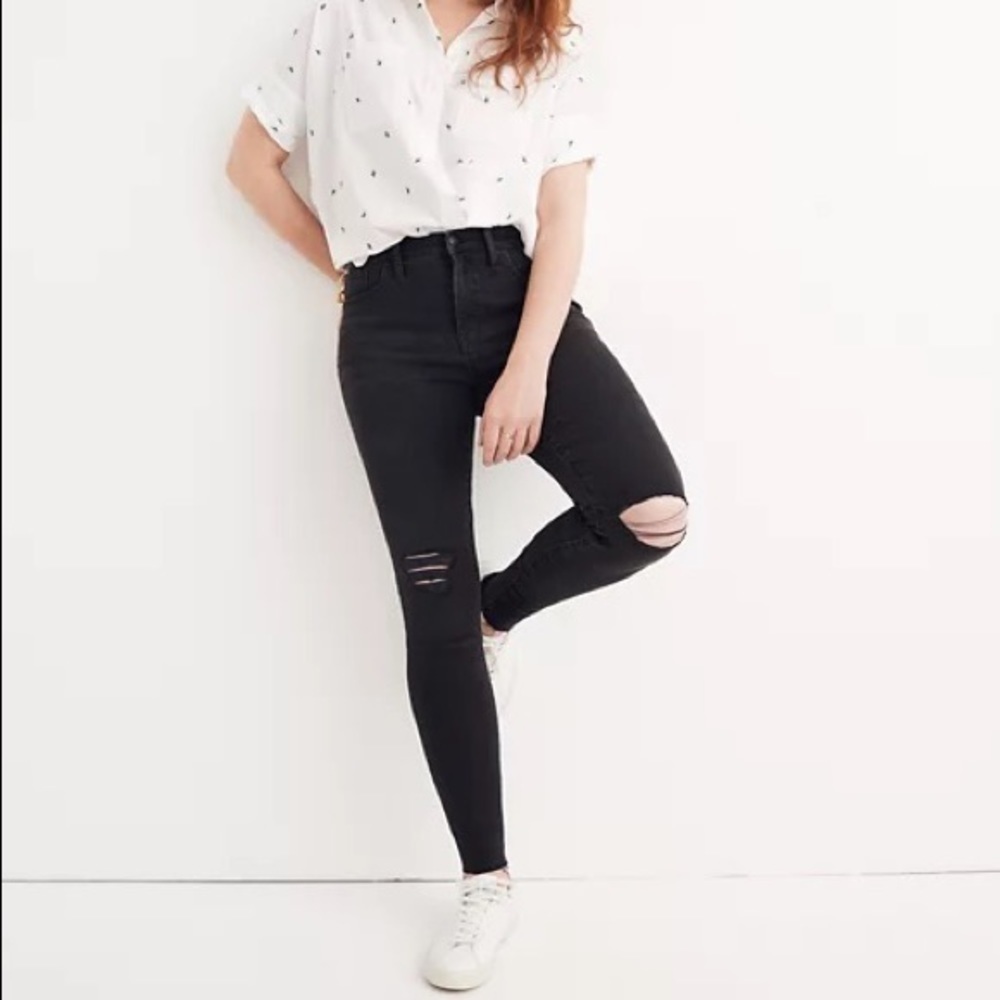 Madewell 9" High-Rise Skinny Jeans in Black Sea SZ 25